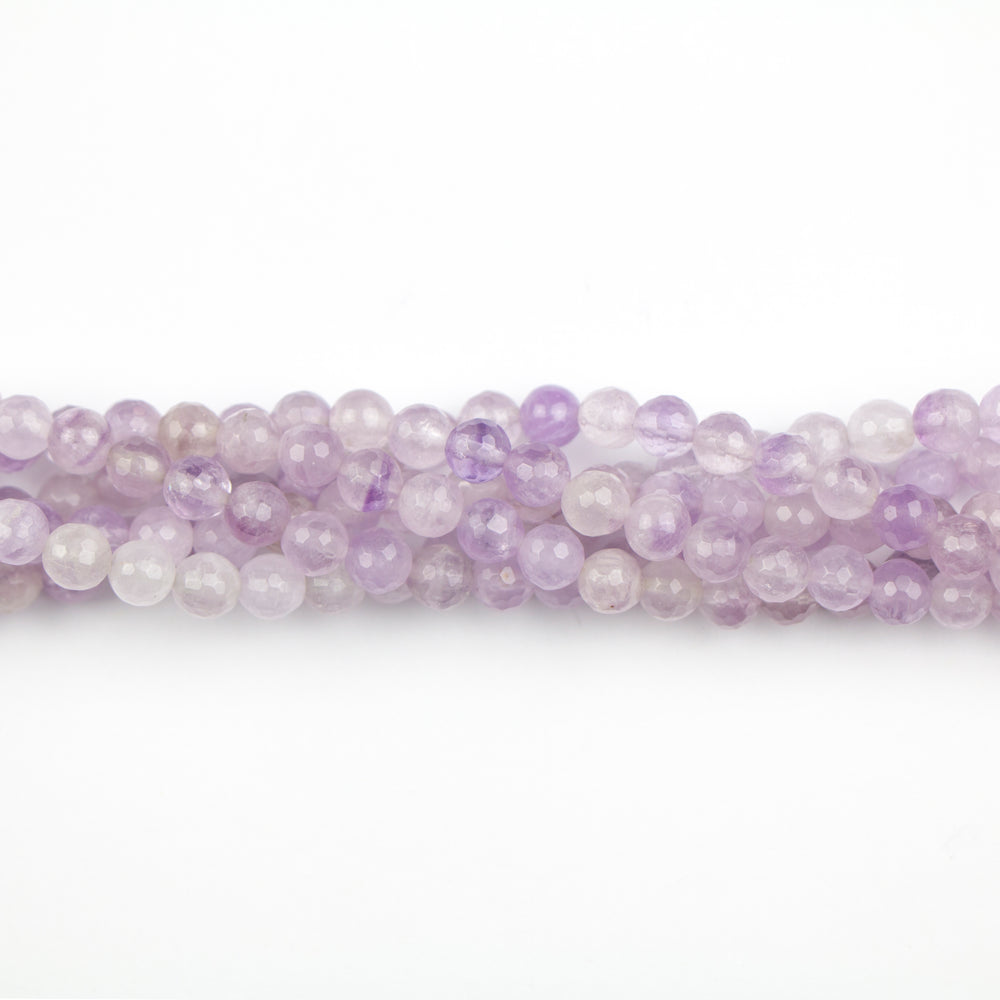 6mm Faceted Round LAVENDER AMETHYST - 8 inch Strand