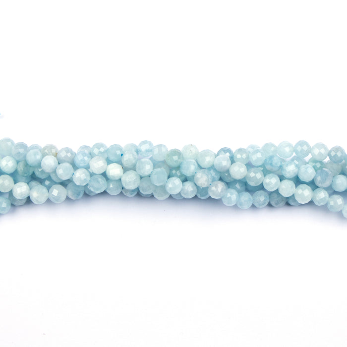 6mm Faceted Round AQUAMARINE (A Grade) - 8 inch Strand