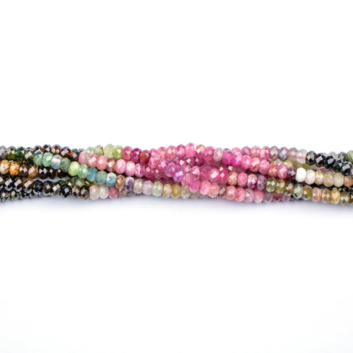 4mm Faceted Rondelle Multi Colour TOURMALINE - 8 inch Strand