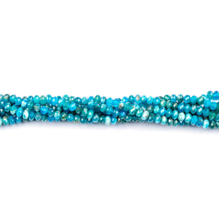 4mm Faceted Rondelle BLUE APATITE (A Grade) - 8 inch Strand