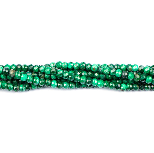 3mm Faceted Rondelle MALACHITE - 8 inch Strand