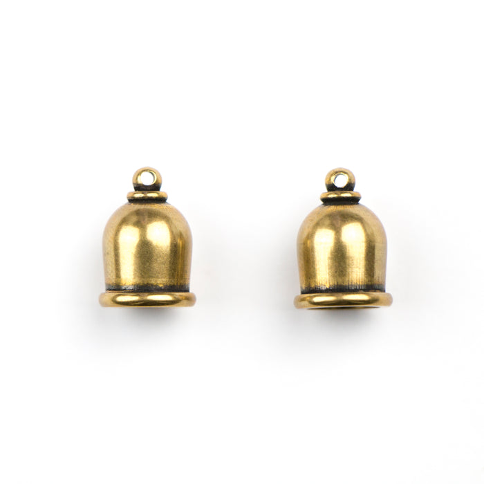 Brass Taj Cord End Cap (H:16.0mm; OD:11.6mm; ID:8.0mm; Hole ID:1.50mm) - Oxidized Brass