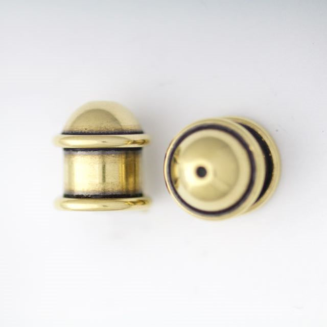 Brass Capitol Cord End Cap (H:12.6mm; OD:11.7mm; ID:8.0mm; Hole ID:1.5mm) - Oxidized Brass