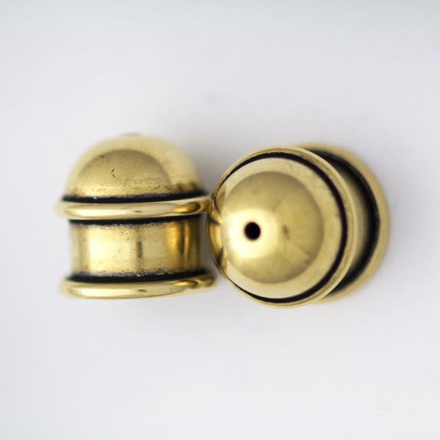 Brass Capitol Cord End Cap (H:13.5mm; OD:13.9mm; ID:10.0mm; Hole ID:1.5mm) - Oxidized Brass