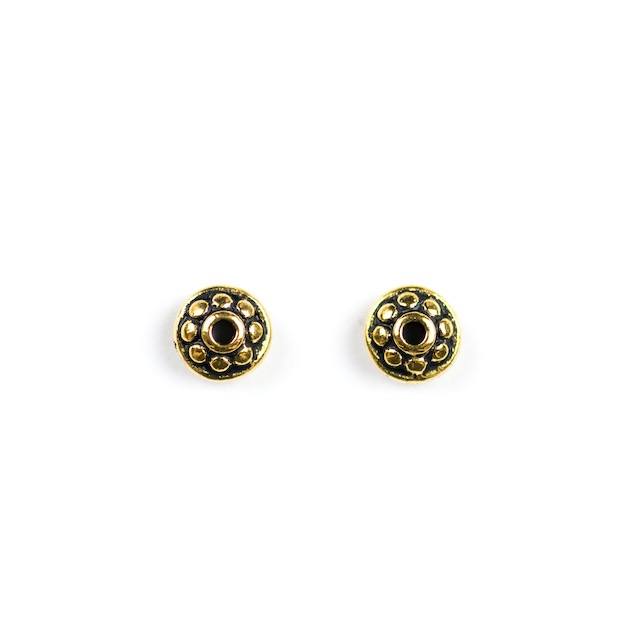 7mm Dotted Spacer Bead - Antique Gold Plate