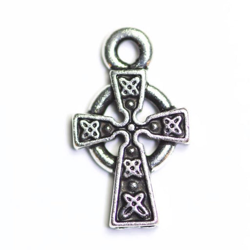 Celtic Cross Charm - Antique Silver Plate