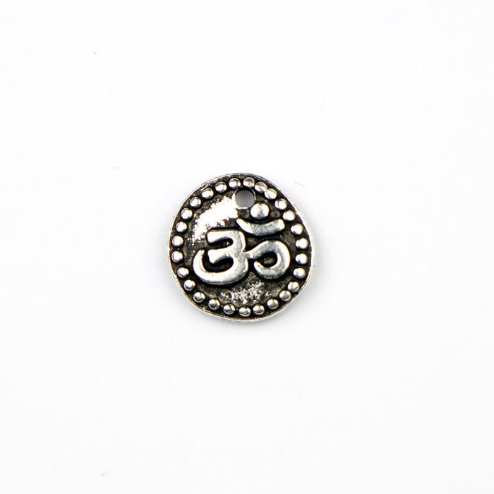 OM Coin Charm - Antique Silver Plate