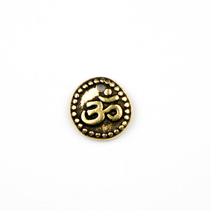 OM Coin Charm - Antique Gold Plate