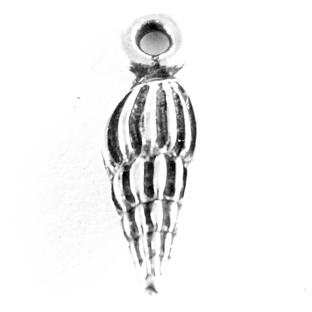 Small Spindle Shell Charm - Antique Silver Plate