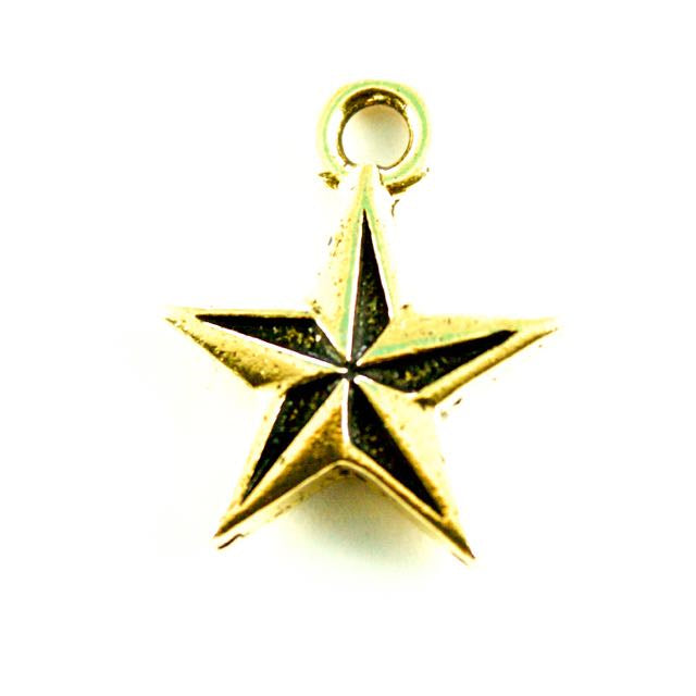 Nautical Star Charm - Antique Gold Plate