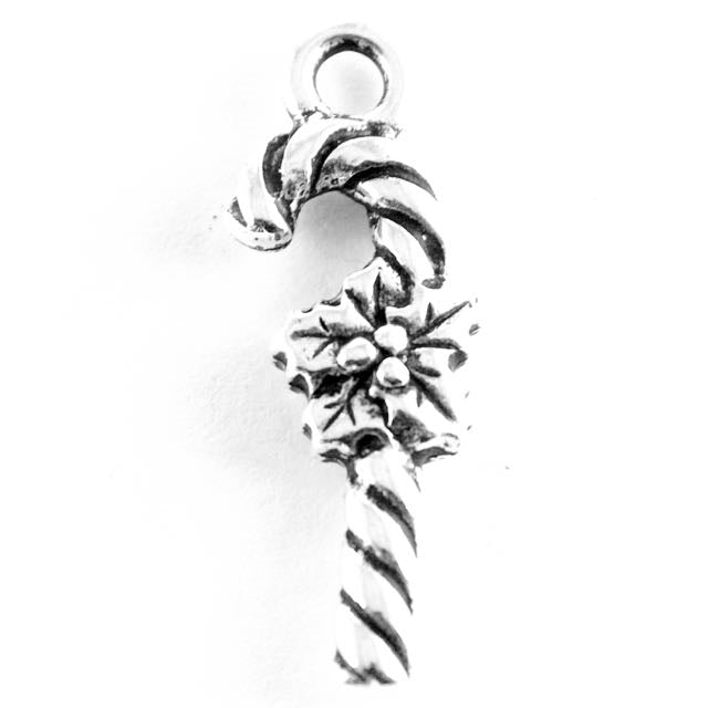 Candy Cane Charm - Antique Silver Plate