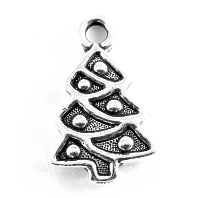 Christmas Tree Charm - Antique Silver Plate