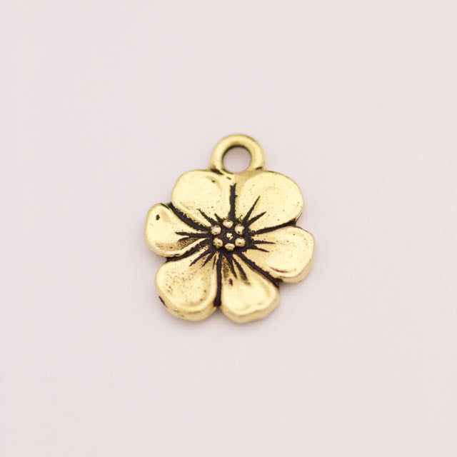 Apple Blossom Charm - Antique Gold Plate