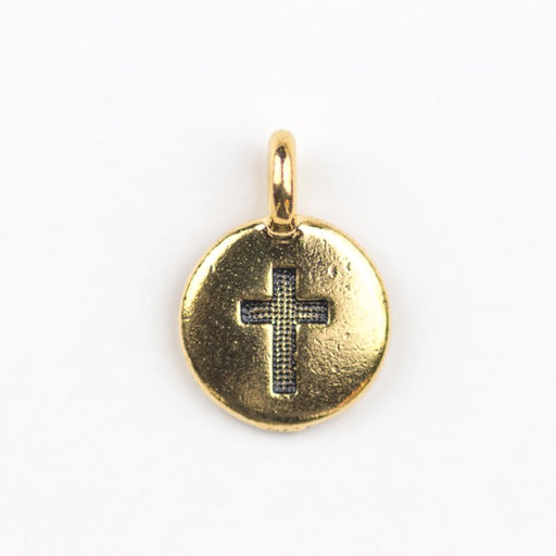 Cross Charm - Antique Gold Plate