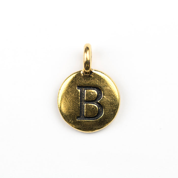 Letter "B" Charm - Antique Gold Plate
