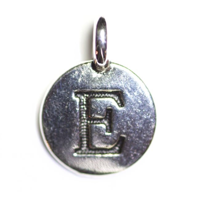 Letter "E" Charm - Antique Silver Plate