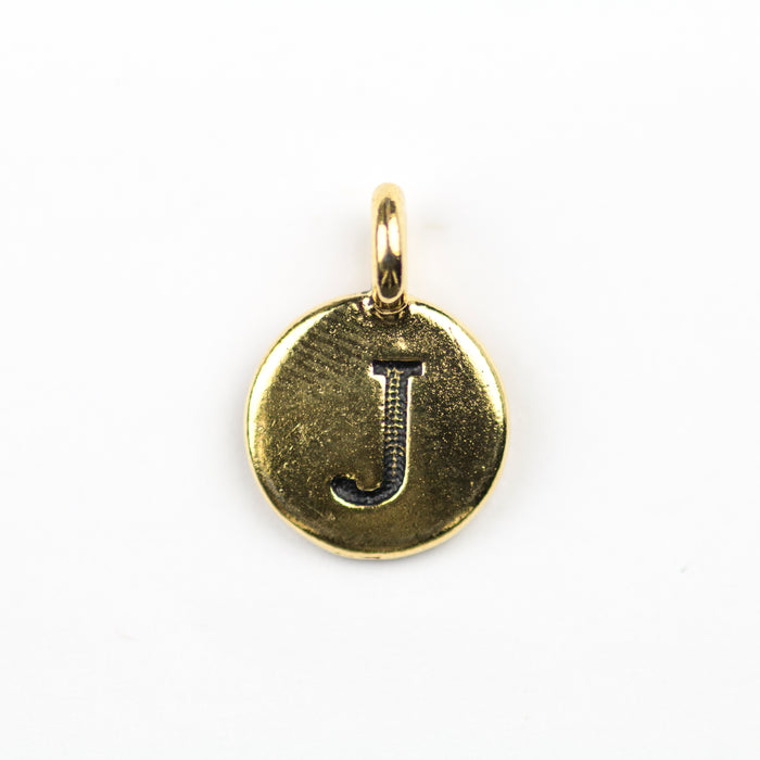 Letter "J" Charm - Antique Gold Plate
