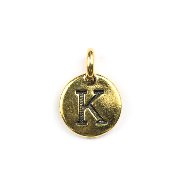 Letter "K"Charm - Antique Gold Plate