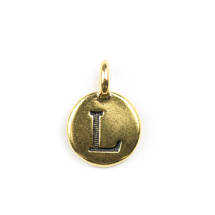 Letter "L" Charm - Antique Gold Plate