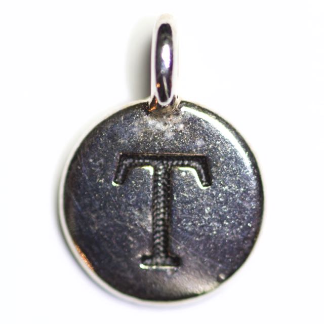 Letter "T" Charm - Antique Silver Plate