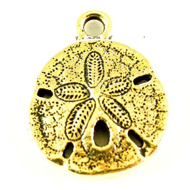 Sand Dollar Charm - Antique Gold Plate