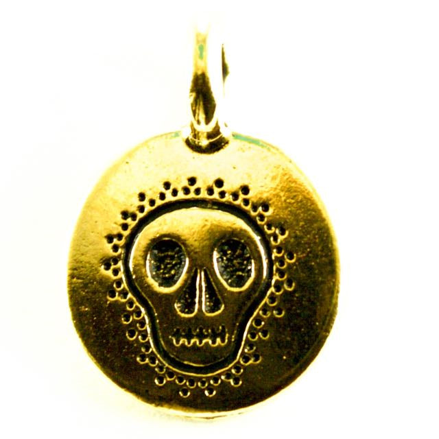 Skull Charm - Antique Gold Plate