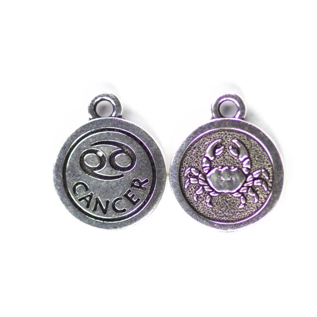 19mm CANCER Zodiac Sign - Antique Silver Plate
