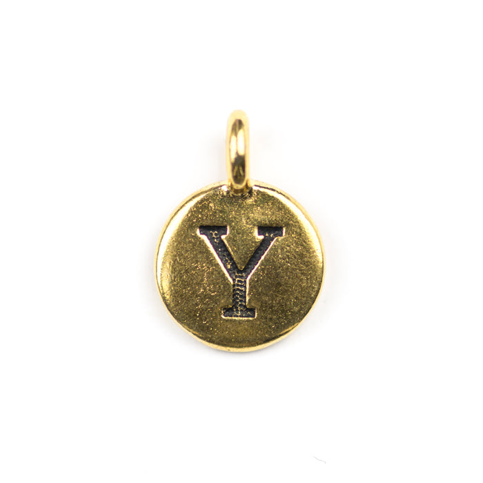 Letter "Y" Charm - Antique Gold Plate