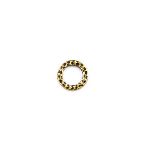 Small Hammered Ring Link - Oxidized Brass