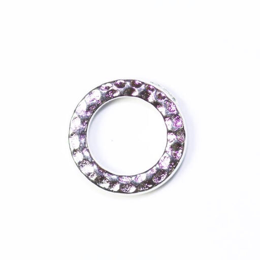 Small Hammered Ring Link - Rhodium Plate