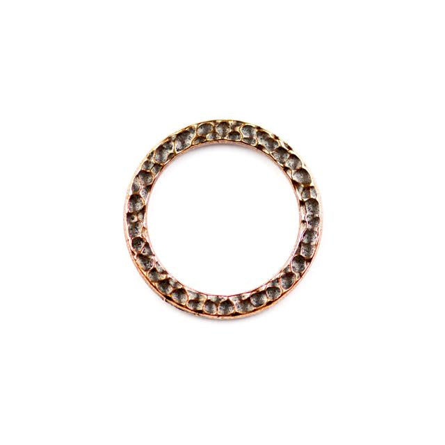 Large Hammered Ring Link - Antique Copper Plate