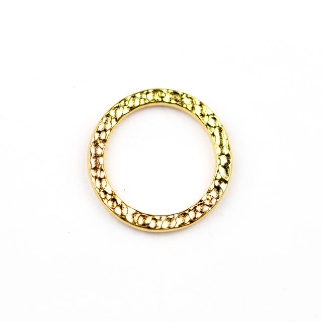 Large Hammered Ring Link - Bright Gold Plate