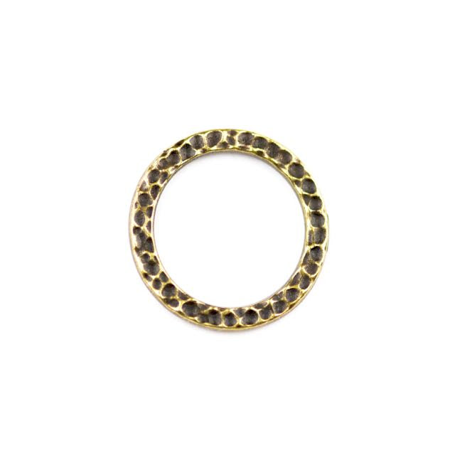 Large Hammered Ring Link - Oxidized Brass