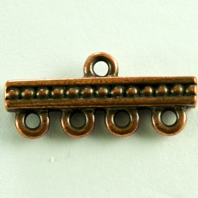 4-1 Beaded Bar Link - Antique Copper Plate