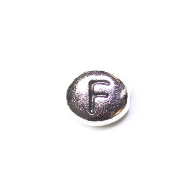 Letter "F" Bead - Antique Rhodium Plate