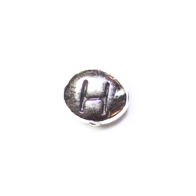 Letter "H" Bead - Antique Rhodium Plate