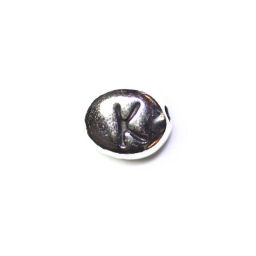 Letter "K" Bead - Antique Rhodium Plate