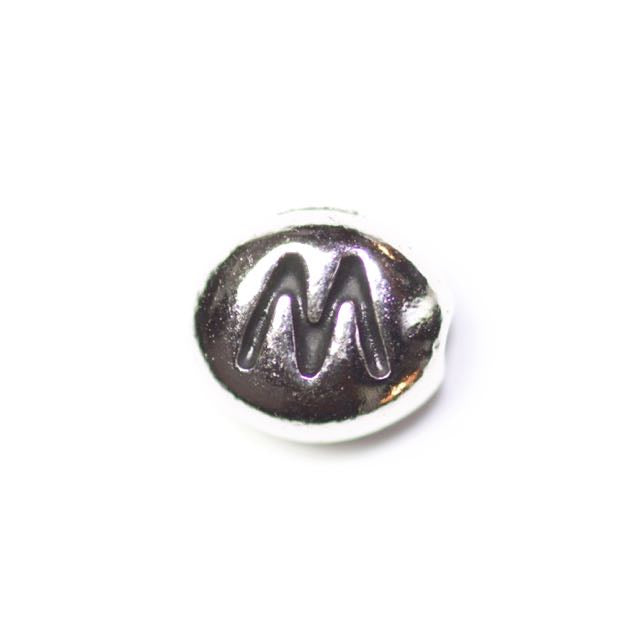 Letter "M" Bead - Antique Rhodium Plate