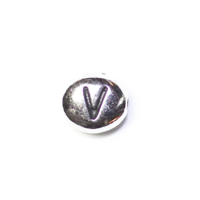 Letter "V" Bead - Antique Rhodium Plate