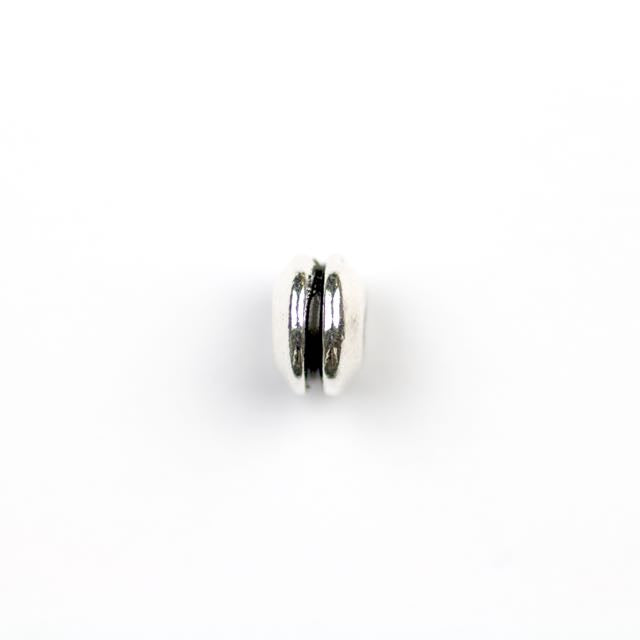 Grooved 8mm Large Hole Bead - Antique Silver Plate