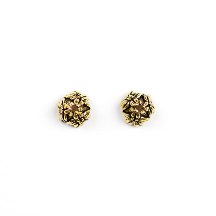 7mm Jasmine Beadcap - Antique Gold Plate