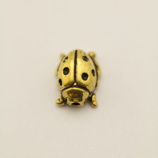 Ladybug Bead - Antique Gold Plate