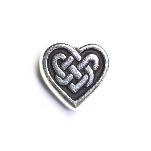 Celtic Heart Bead - Antique Silver Plate