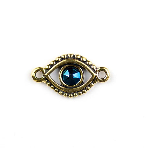 Evil Eye Link with Swarovski ss20 Majestic Blue Crystal - Antique Gold Plate