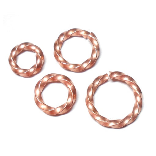 16swg 3/8 (10.0mm) ID Twisted Square Jump Rings - Copper