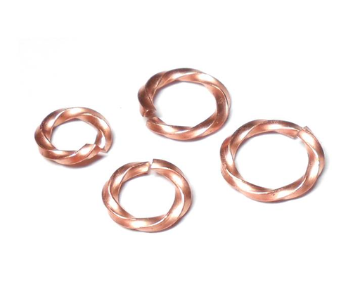 18swg (1.2mm) 1/4 (6.7mm) ID Twisted Square Wire Jump Rings - Copper