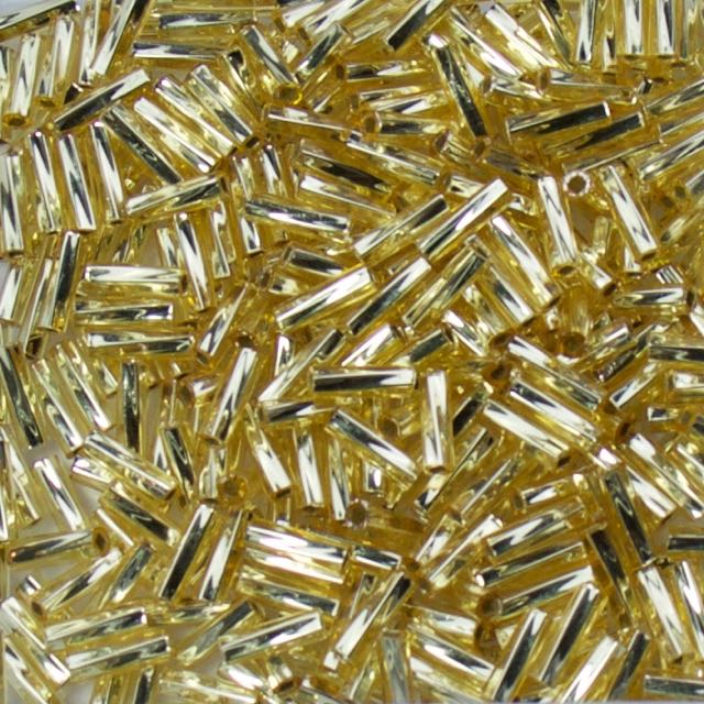Miyuki 2mm x 6mm Twisted BUGLE Beads - Silverlined Gold