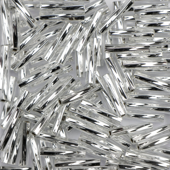 Miyuki 2.7mm x 12mm Twisted BUGLE Beads - Silverlined Crystal