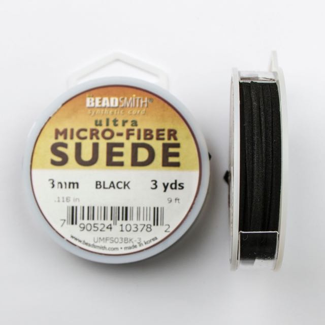 2.74 meters (3 yards) of 3mm (.118 in.) Ultra Micro Fiber Suede - Black