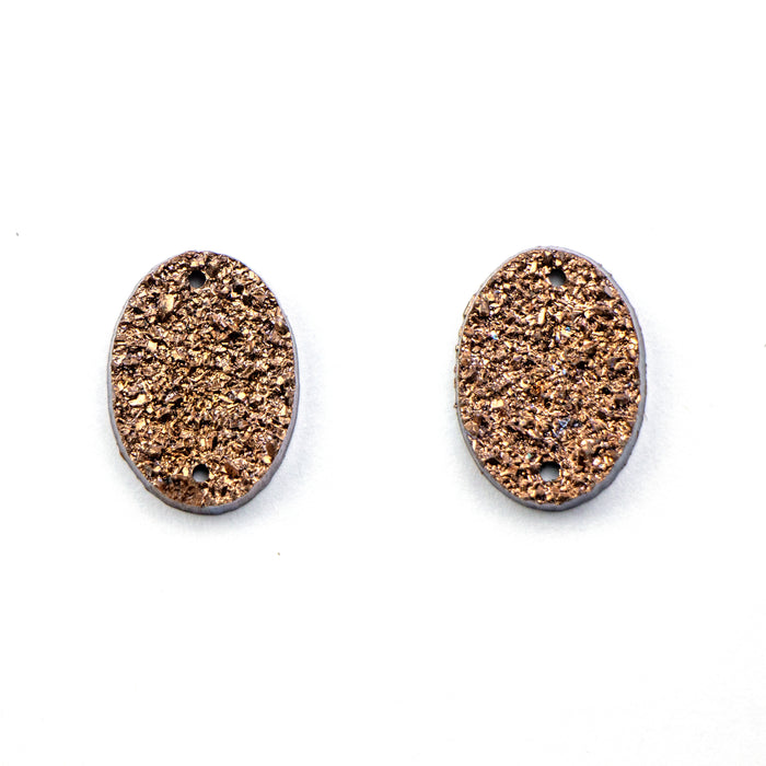 18 x 13mm, 2 Hole Oval Acrylic Druzy Flatback - Bronze